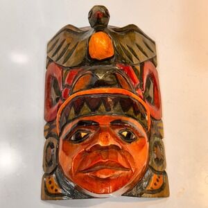 Hand Carved & Stained Wooden Tribal Mask Wall Hanging‎ Wall Sculpture Art Decor